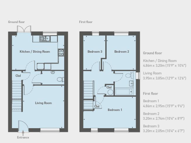 Floor plan, 3 bedroom house  - artist's impression subject to change